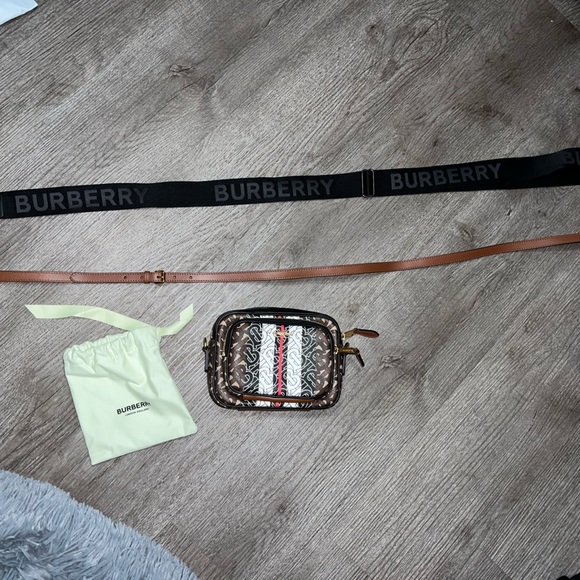 Burberry Monogram Stripe E-Canvas Camera Bag and Custom Belt Strap Rare NWOT - Picture 16 of 16